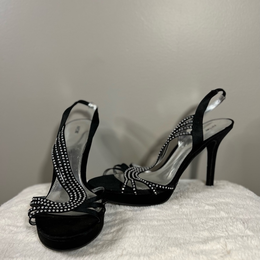Black heels with diamond studs